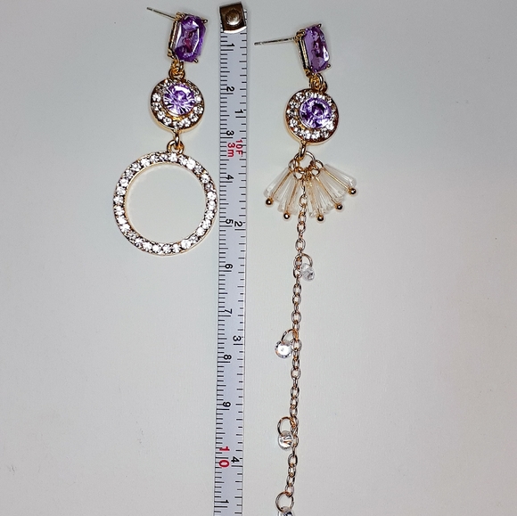 🎀Sparkling Rhinestones Asymmetrical Dangle - Picture 3 of 5